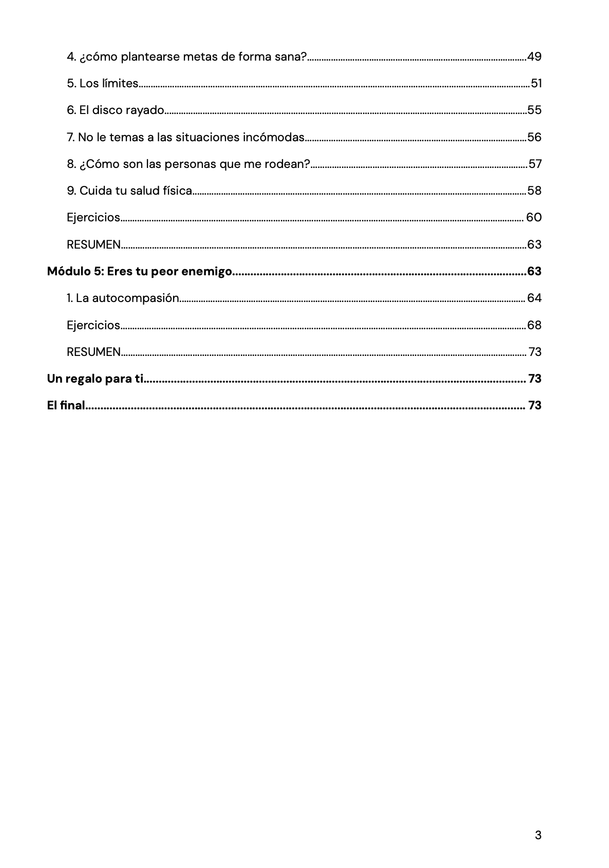 Índice trabaja tu autoestima